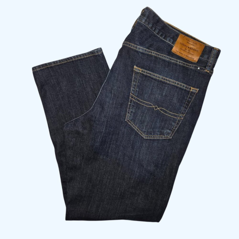 Lucky Brand 410 Athletic Slim Mens Jeans 38x30 Dark Wash Blue Stretch Denim